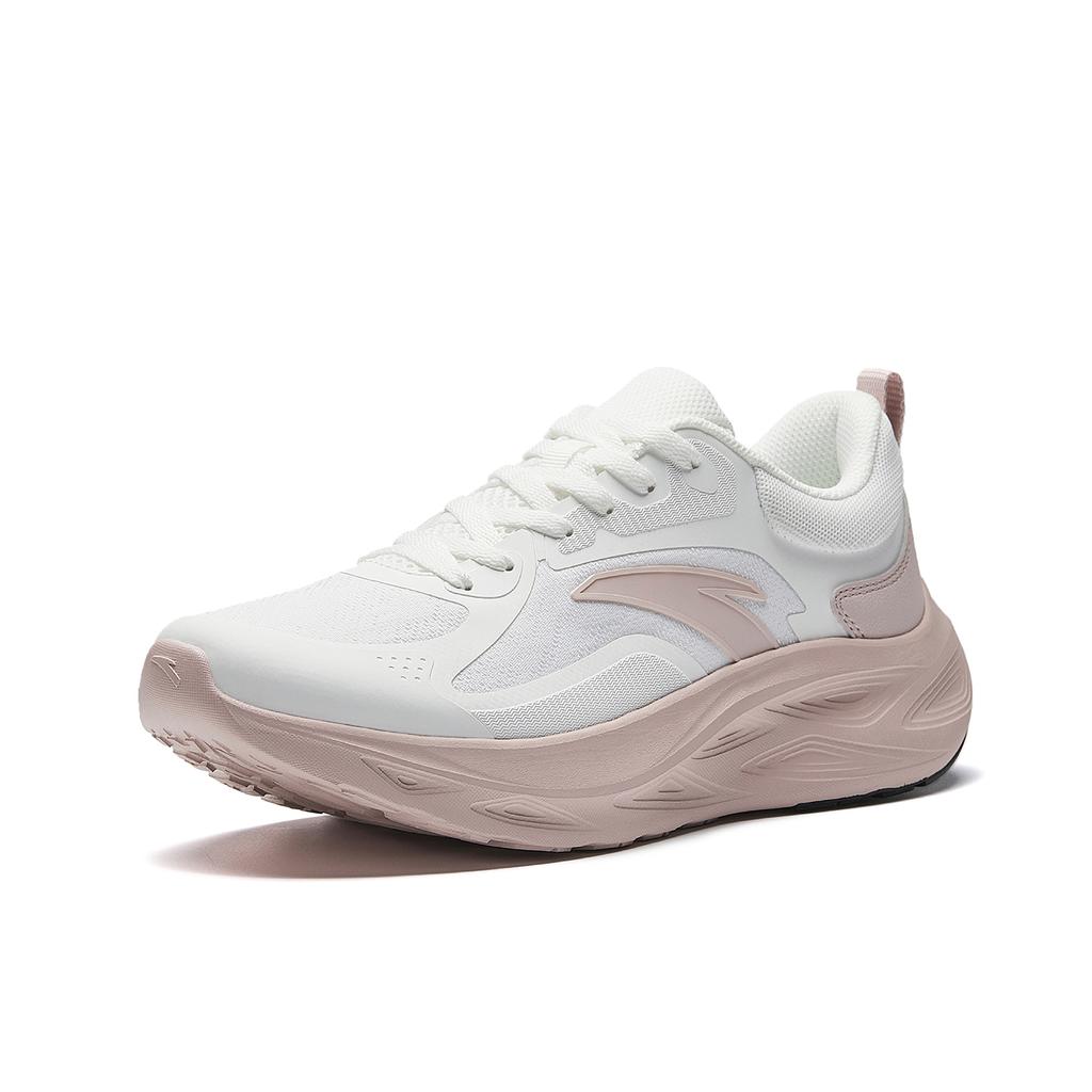 Anta Yichun Simple Versatile Rebound Height Increasing Lightweight Breathable Low Top Casual Running Shoes Women Sneaker White Pink 922545531-2