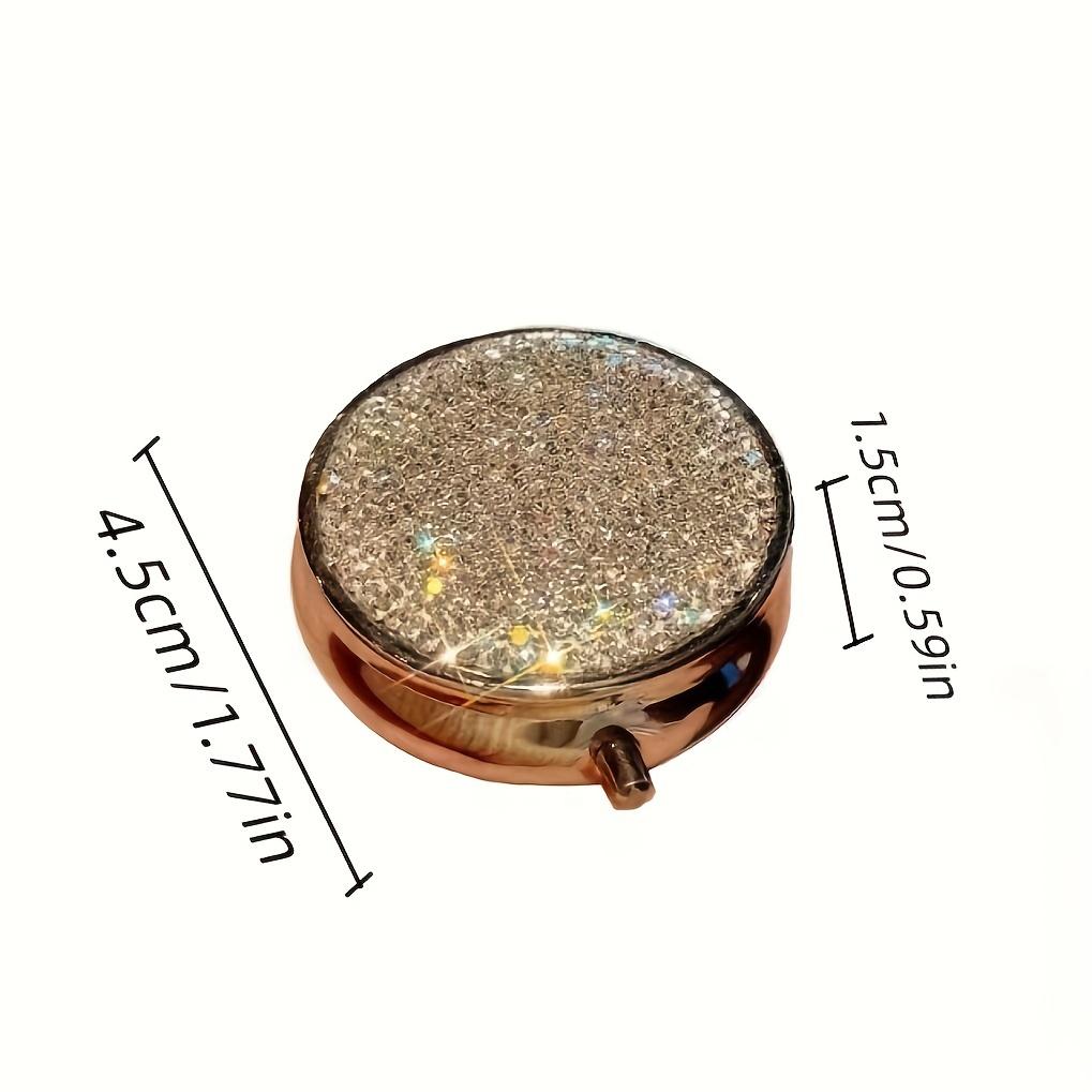 Sparkling Rhinestone Pill Box Portable Mini Travel Medicine Organizer Compartments Pill Case for Women Daily Vitamin Holder