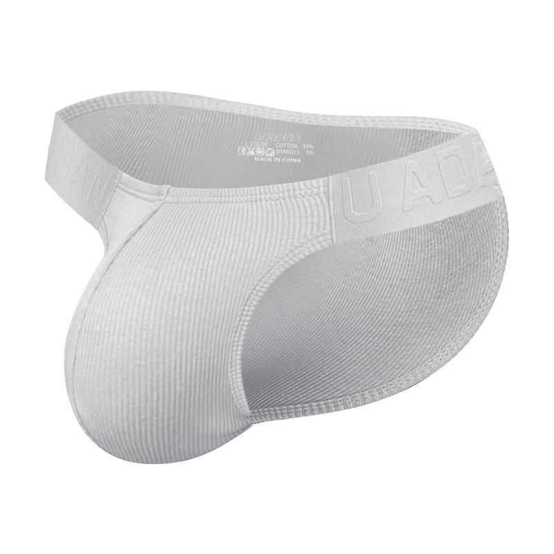 1 Piece Hot Chinese Style Embossed Man Underwear High-cut Briefs For Men Low Waist Lingerie Male Ribbed Cotton Solid Color