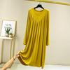 Ruffle Dress Pleated Womens Loose Plus Size Nightgown Long Long Sleeve Dress