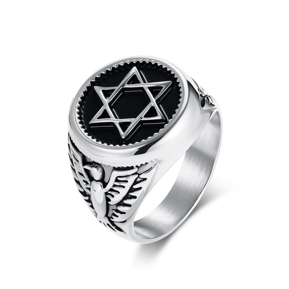 2026 Гексаграмма Белоголовый Орёл Кольцо Мужское Нишевая Личность Звезда Давида Кольцо-Ключ Ювелирные Изделия 8#