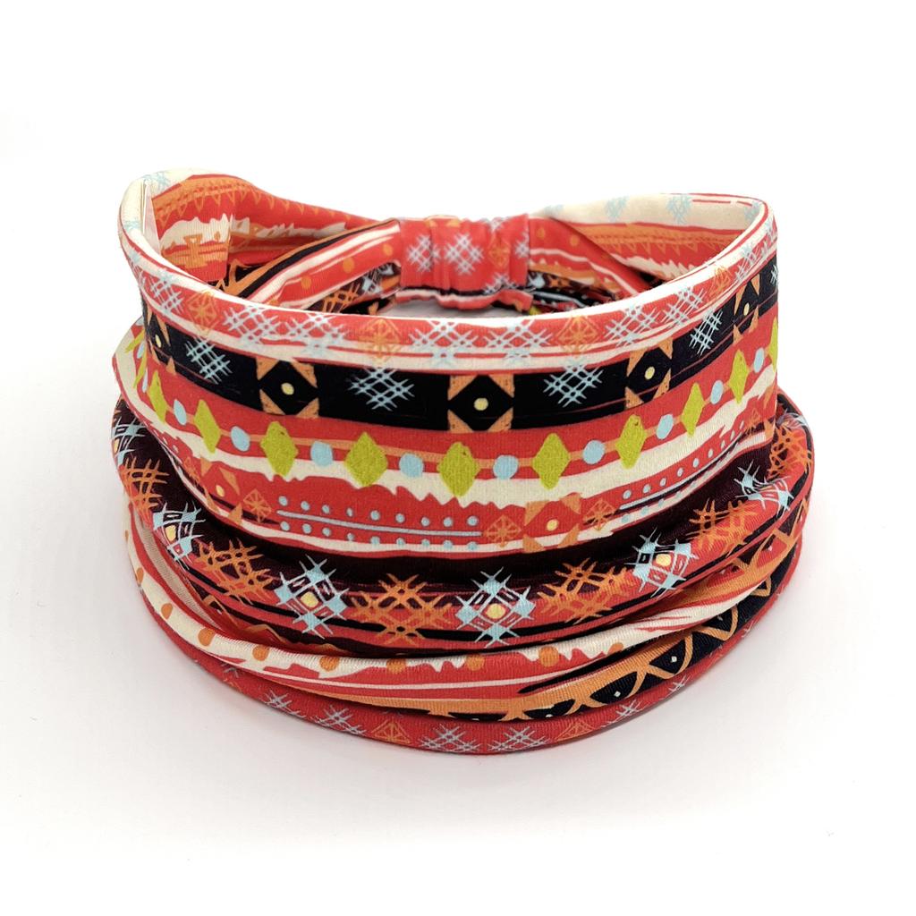 European American Women's Hair Band African Print Pattern Wide Edge Elastic Knot Sports Yoga Headband Women's Headwear Hair