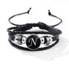 Fashion 26 Letters PU Leather Bracelets Multilayer A-Z Name Initials Bracelet For Men Wrist Accessories Jewelry Birthday Gifts