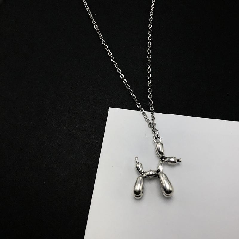 Korean Style Titanium Steel Puppy Pendant Necklace for Women