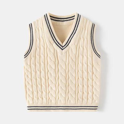 Gilet lavorato a maglia casual con scollo a V per ragazzo Moda primaverile per bambini Gilet maglione