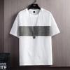 2025 Japanese Style Men's Cotton Linen White Half-Sleeve T-Shirt, Loose Fit, Simple Design
