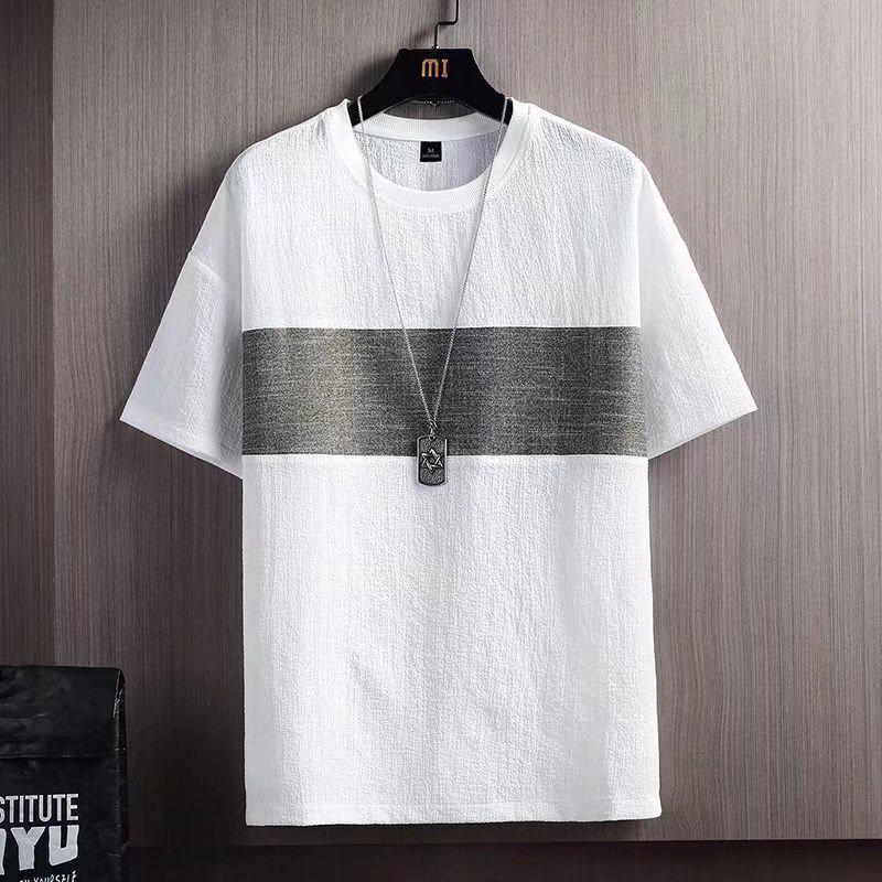2025 Japanischer Stil Herren Baumwolle Leinen Weiß Halbarm T-Shirt, Lockerer Schnitt, Einfaches Design