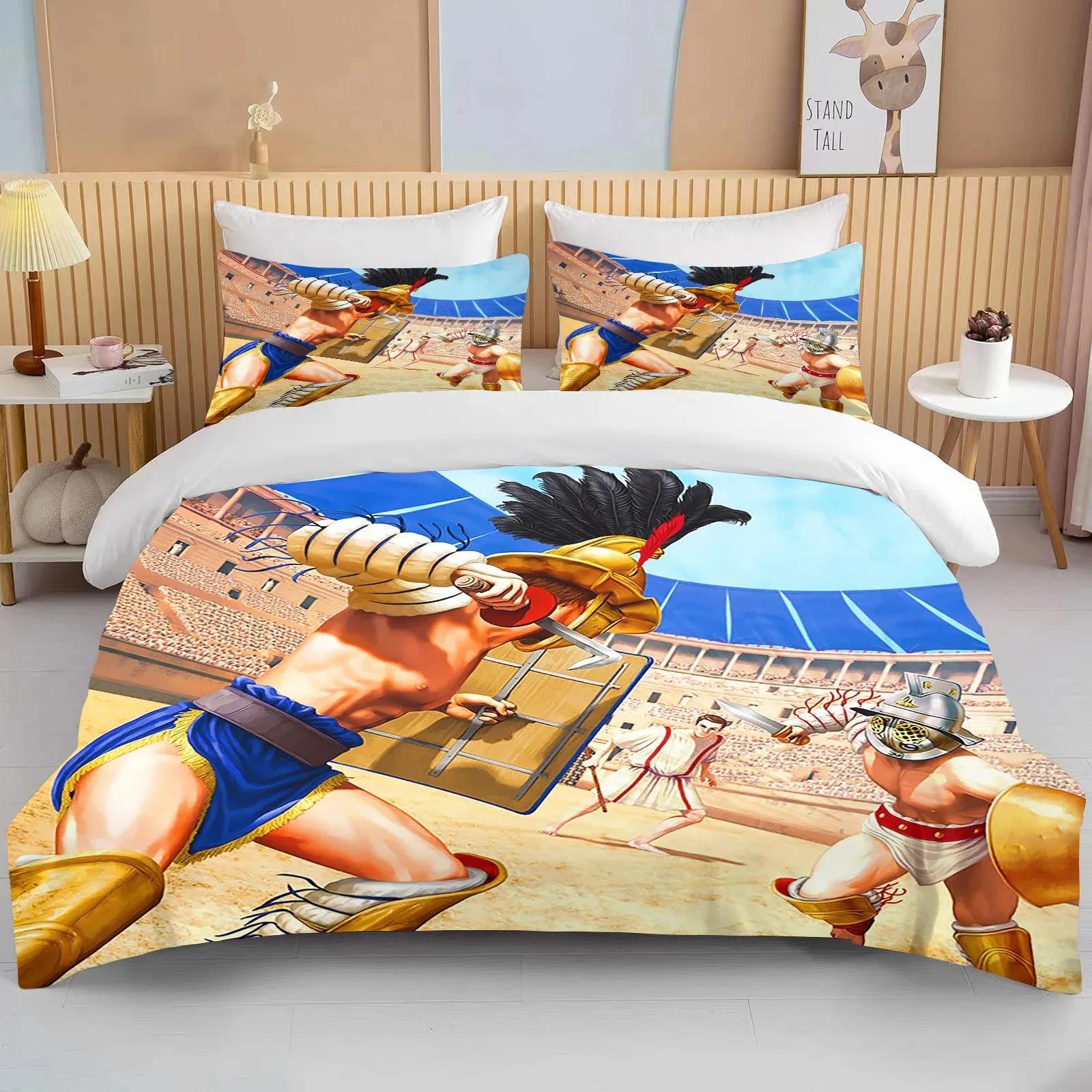 

Comforter 10 Sizes Cartoon Roman Gladiator Bedding Set Colorful Home Textile S S Bedclothes Boys Gift Bedding Set Comforter (quilt)-EU Single(135*200cm)3pcs