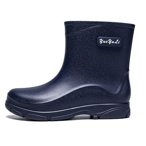 Men's Short Rain Shoes Non-slip and Waterproof Fashion Rain Boots Fleece Thermal Rubber Shoes Kitchen Work Short Tube Water Shoe Cover Shoes