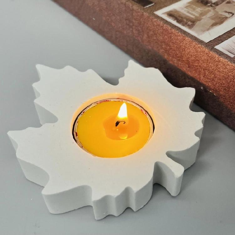 2Pcs Leaf Silicone Molds for Epoxy Resin Gypsum Decoration Silicones Candlestick Molds for Tealight Holder Jewelry Tray