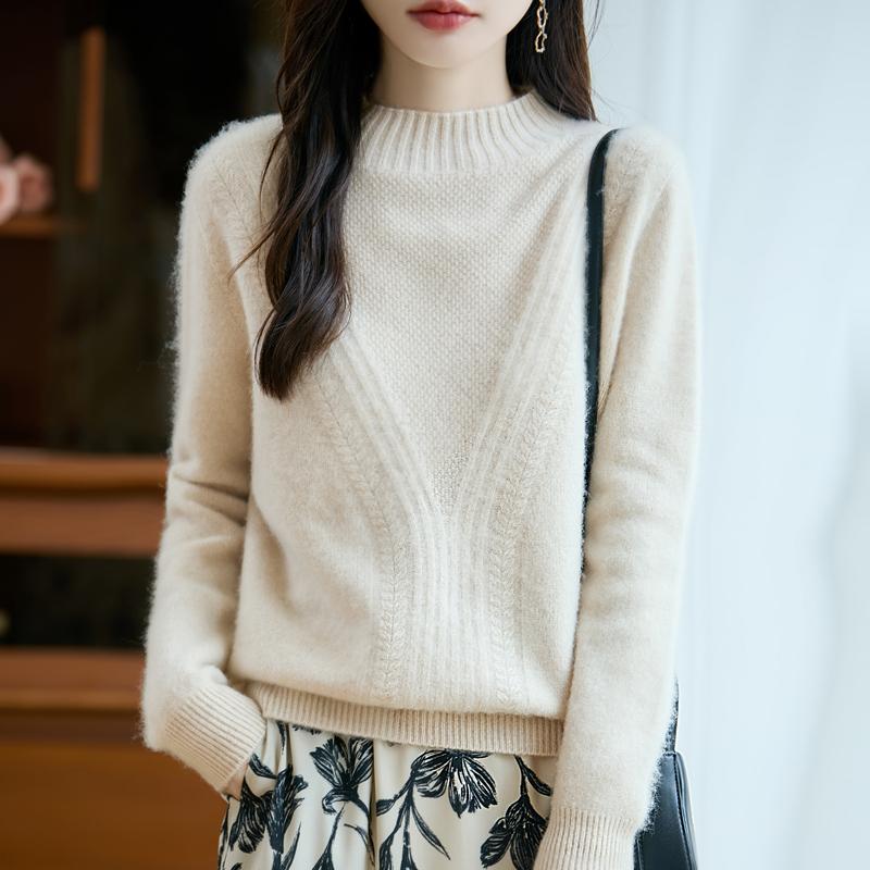 Dámský kašmírový svetr Kašmír Qinghe 30% kašmír 70% vlna podzimní a zimní pulovr hřejivý a módní