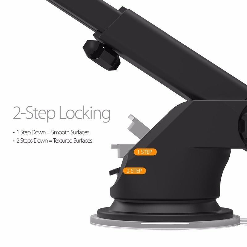 Car Holder Smart Phone Navigation Suction 360 Rotate Adjustable 3-6.5 Inch Bracket 1pc