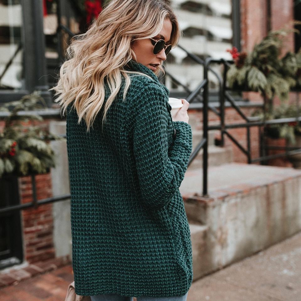 Women's High Neck Solid Color Knit Pullover Sweater 2026