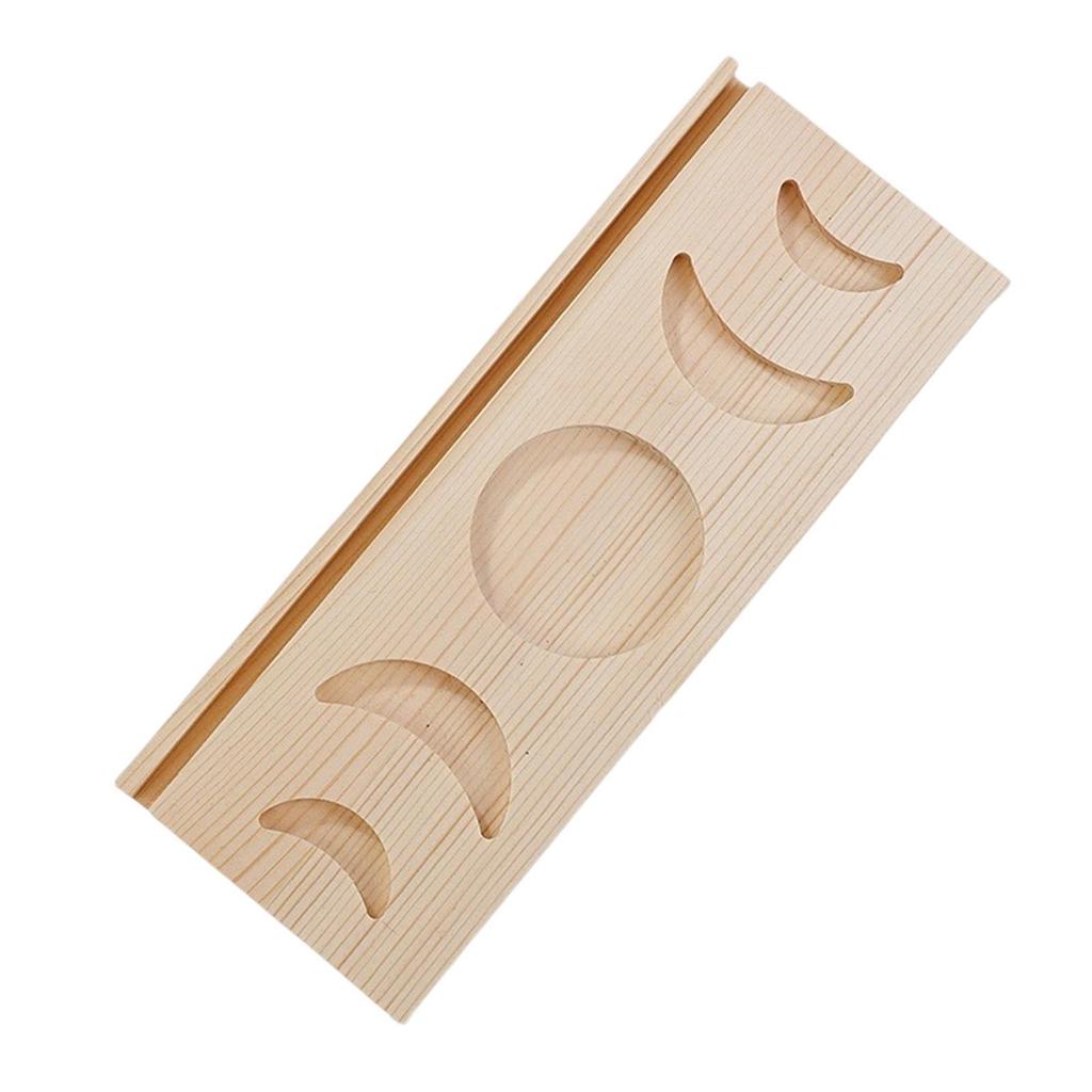 Tarot Card Holder Crystal Organizer Moon Tray Wood Candlestick Card Stand Moon
