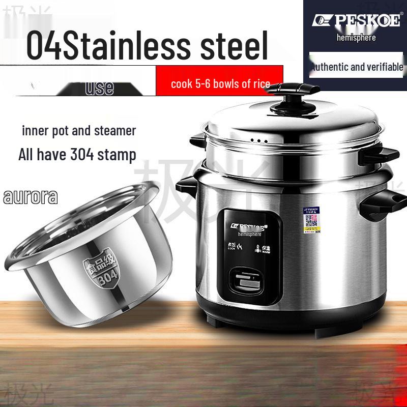 316 Stainless Steel Electric Rice Cooker, 5L Capacity, Ideal for 1-6 People - Cooks Porridge, Soup, and More