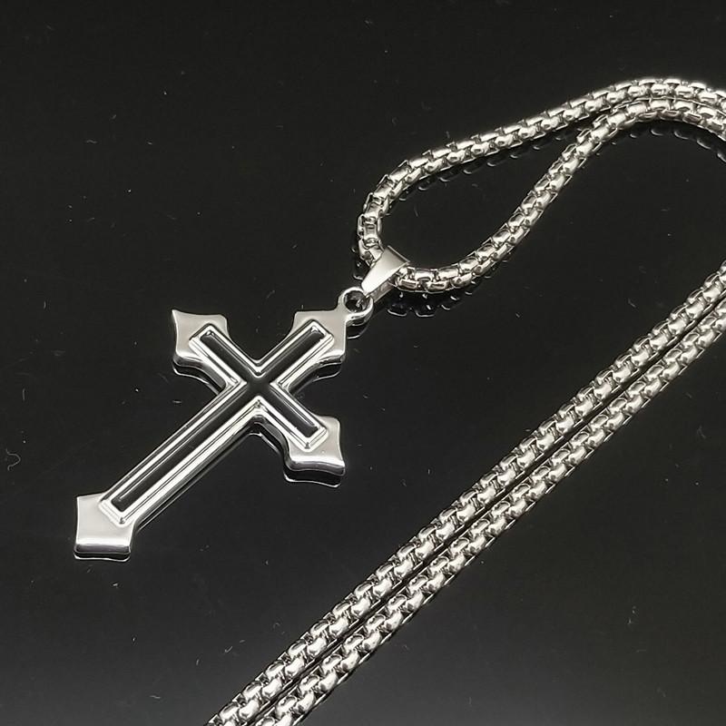 Cross oil drop men's titanium steel necklace, domineering fashion couple pendant, male and female student accessories