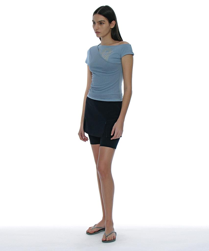 PARTIMENTO WOMEN Numbering Asymmetrical Layered Top_Blue Gray