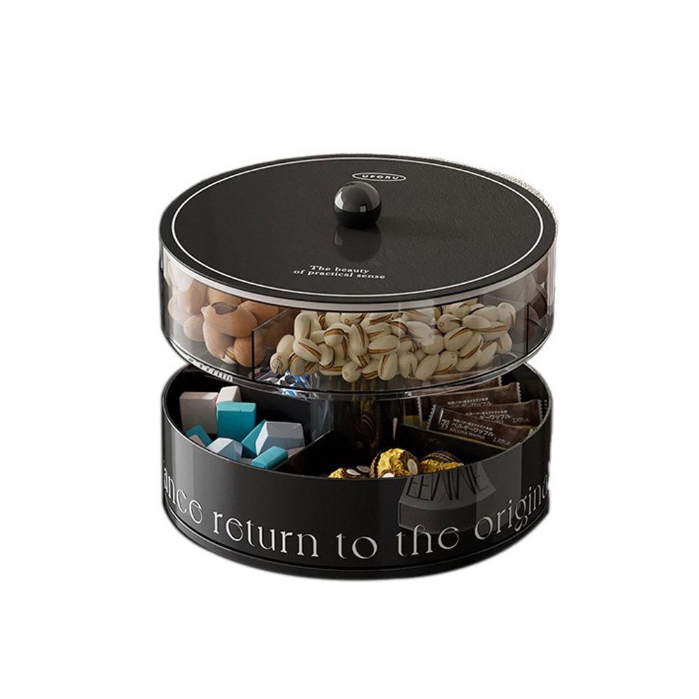 Round Double Layer Dried Fruit Plate Food Grade Snacks Dried Fruit Box Candy Storage Box  Kitchen чёрный