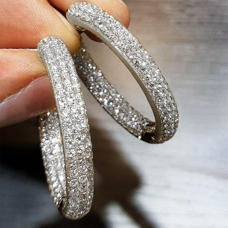 Exaggerated Full Diamond Earrings Women, Personalized Niche Elegant Jewelry, Fashionable Internet Celebrity Light Luxury Style