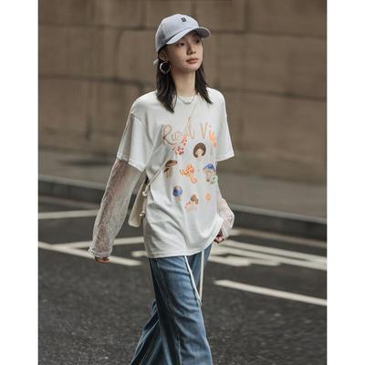 Women's Pure Cotton Lace Print T-Shirt