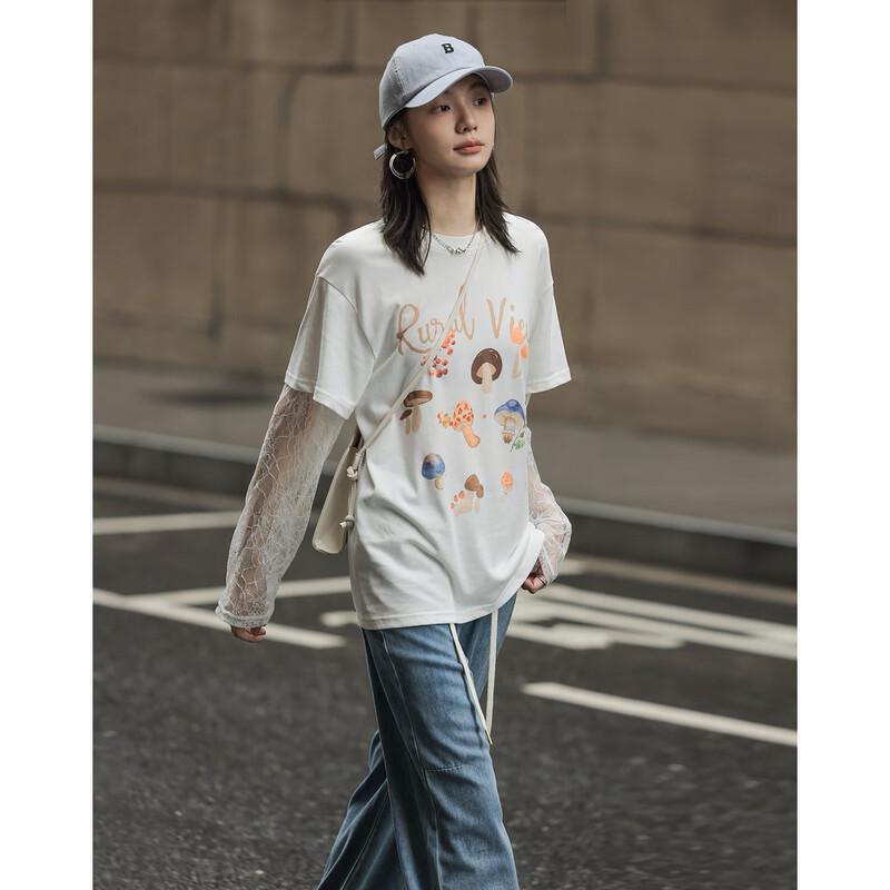 Women s Pure Cotton Lace Print T-Shirt L