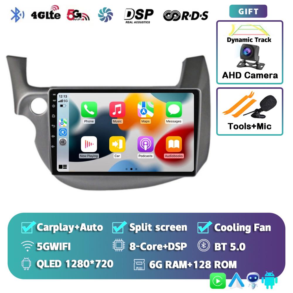 Android 14 Carplay Auto For HONDA FIT JAZZ 2007 - 2011 2012 2013 Car Radio Multimedia Player Video GPS Stereo WIFI+4G 2 Din DSP