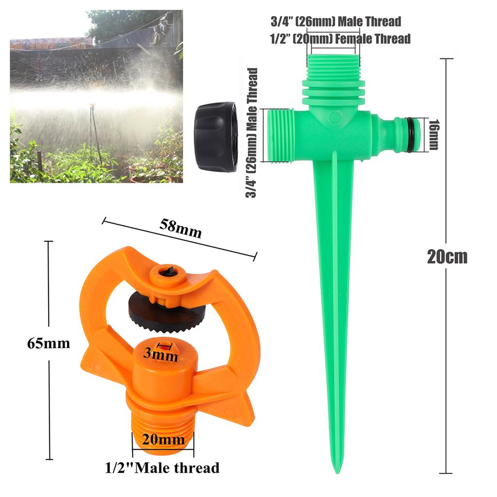1/2" Impact Type Refracted Nozzles and 20cm Brackets 360 Degree Automatic Scattering Garden Lawn Irrigation Sprinklers 5/10Pcs