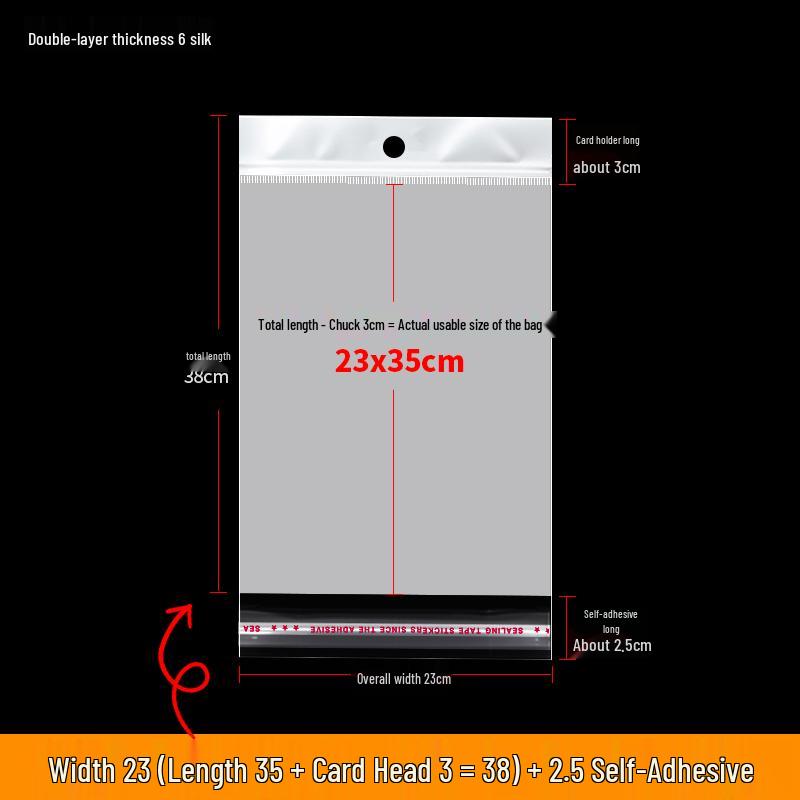 Self-Adhesive Transparent Jewelry Earring Bags with Header and Hanging Hole