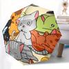 1 Stück Cartoon-Katzen Automatischer Öffnungs-/Schließschirm, Schirm mit Cartoon-Design, Tragbarer Kompakter Schirm für Männer & Frauen, Gutes Urlaubsgeschenk y