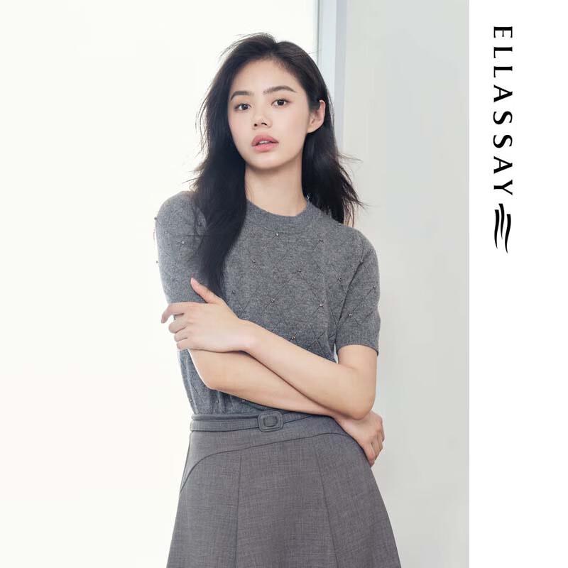 ELLASSAY Women's Wool Short Sleeve Knit Top