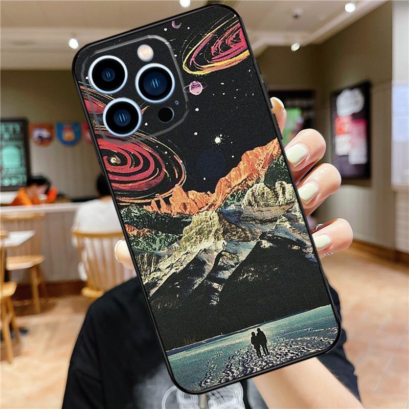 Moon Stars Space Case For iPhone 17 Pro Max 16 15 14 11 12 13 Mini Plus 16e 17 Air Bumper Cover Accessories