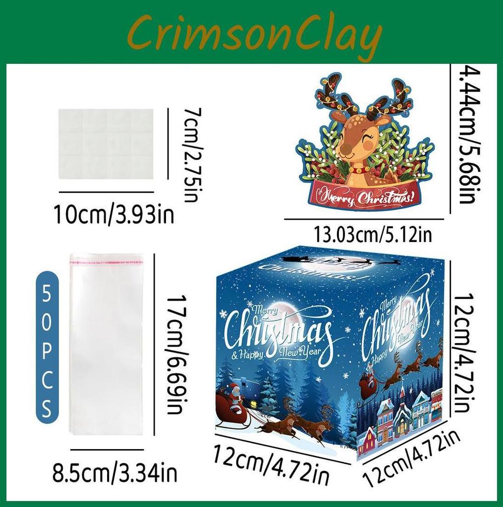 Christmas Themed Blue Reindeer Pattern Surprise Gift Paper Box Props Holiday