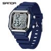 Sanda 6380 Fashion Men's Electronic Led Digital Watch Sports Night light Multi Functional Waterproof Student Timing Alarm Clock