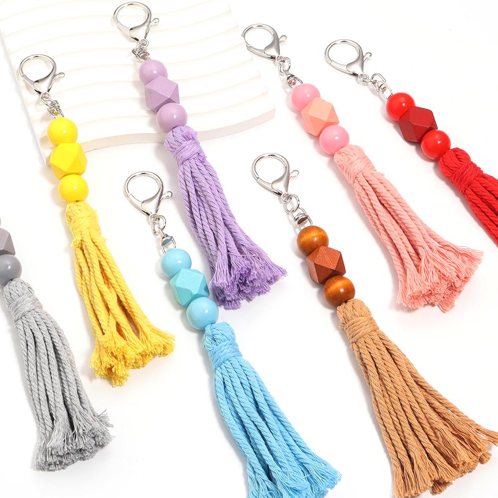 Multicolor Hand Braided Tassels Keychain Cute Handmade Layered Key Ring Pendant Fit Women Girls Handbag Accessories Jewelry Gift