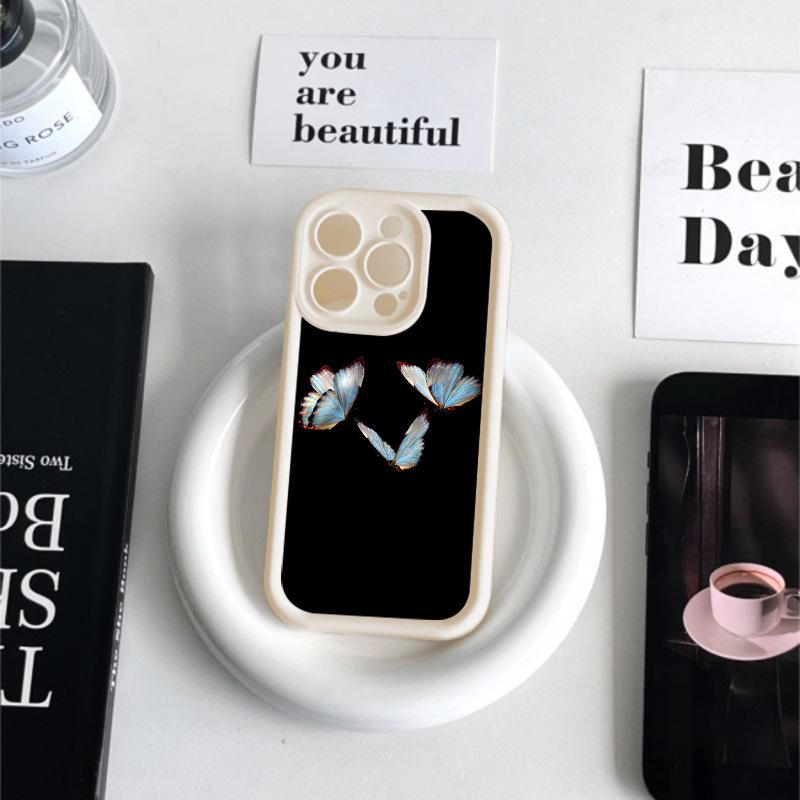 New Chinese blue butterfly for iPhone17 soft case mobile phone case 17ProMax simple 14 advanced 13 fine hole 12