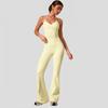 Womens High-Waisted Flared Leggings With Built-in Bra Top Set Yoga Activewear Gym Running Dance