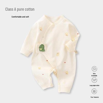 Macacão Borboleta de Algodão Puro para Recém-Nascido - Roupa Respirável de Camada Dupla para Outono e Primavera