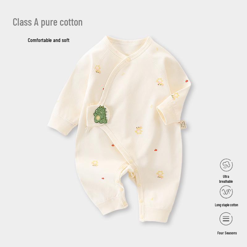 Newborn Pure Cotton Butterfly Romper - Breathable Double Layer Suit for Autumn and Spring