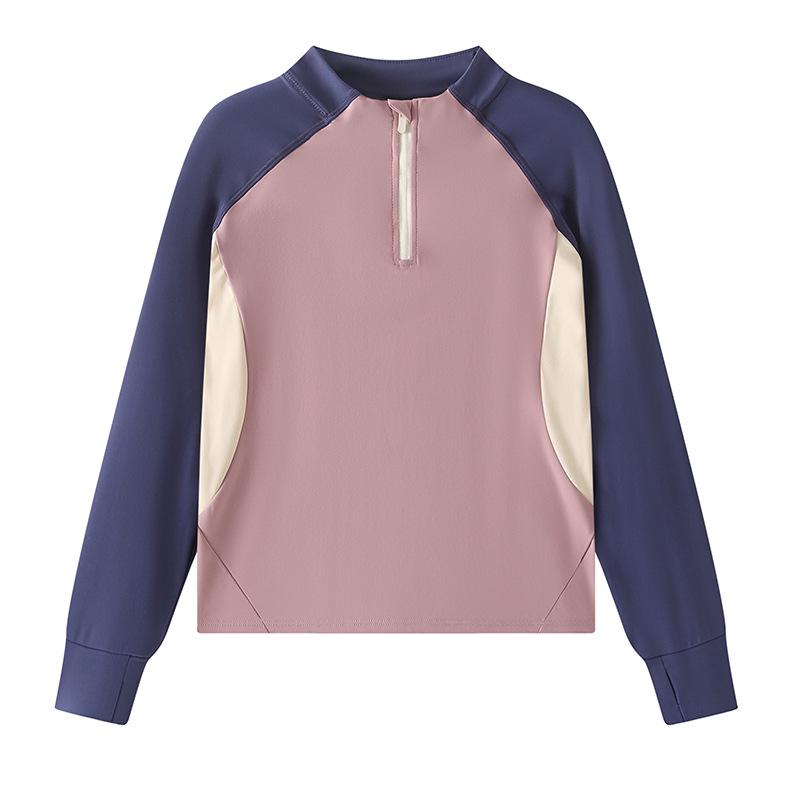25 New Girls' Long-Sleeve Color-Block Sport T-Shirts - Fashionable Spring/Autumn Casual Basics