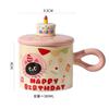 Cat Birthday Gift Mug High Value Office Girl Water Cup Souvenir Cartoon Ceramic Cup With Lid