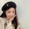 Solid Color Woolen Newsboy Hat Little Bear Beret Hat Retro Cloud Painter Cap  Women Girl