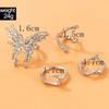 Fashion Niche Geometric Butterfly Ring Set for Women Irregular Wave Metal Finger Decoration for Girls High-end Jewelry Gifts
