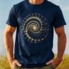 Unique Math Enthusiast Fibonacci Spiral Ratio Sacred Geometry TShirt for Mathematicians Black with Golden Golden Ratio Design