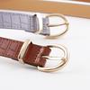 Crocodile Pattern Retro Big Gold Buckle Women'S Pin Buckle Belt Casual Jeans Belt Women