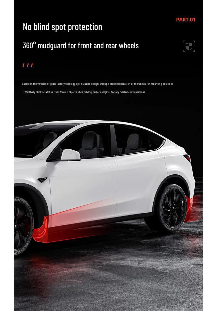 Tesla Mudguards: Updated Model 3/Y & Six-Seater Y Front Row Tire Modification Accessories