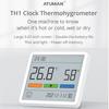 ATuMan TH1 Hygrometer Indoor LCD Display Temperature Humidity Monitor with Clock Portable