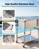 Chariot Glacière à Roulettes en Acier Inoxydable 42,4 L, Glacière Verticale d'Extérieur sur Roues, Couvercle Coulissant, Étagère, pour Terrasse Jardin