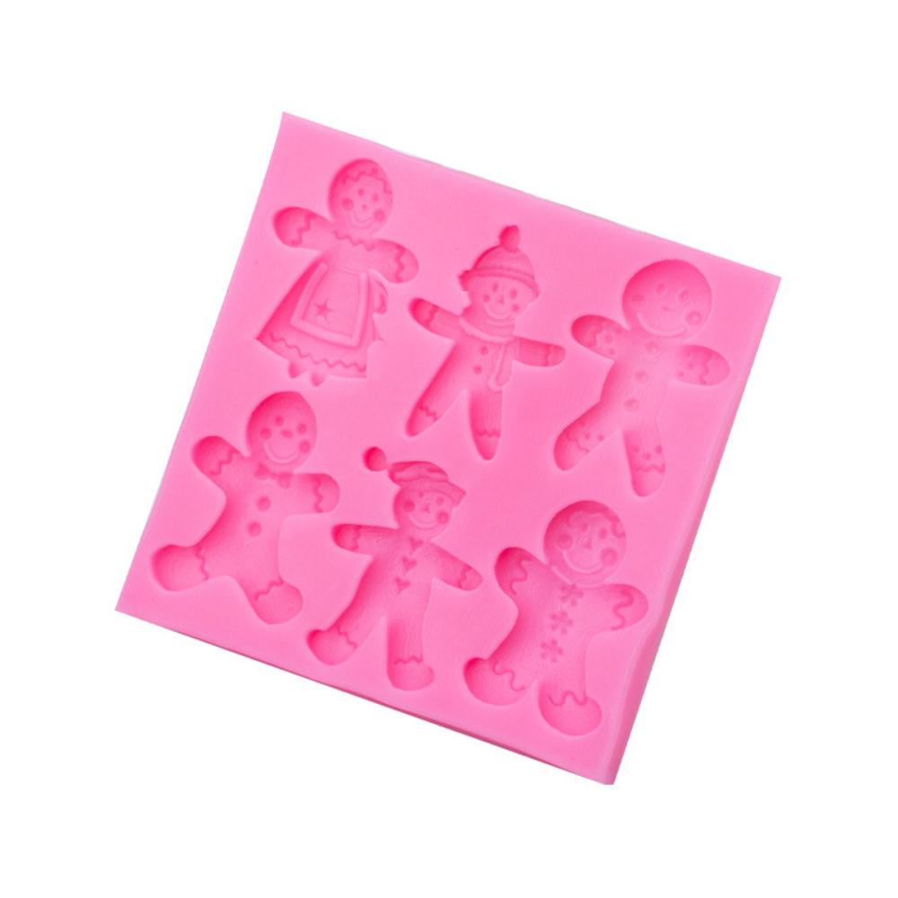 Stampo in silicone per cioccolato fondente a forma di pupazzo di neve di Natale, omino di pan di zenzero di Halloween