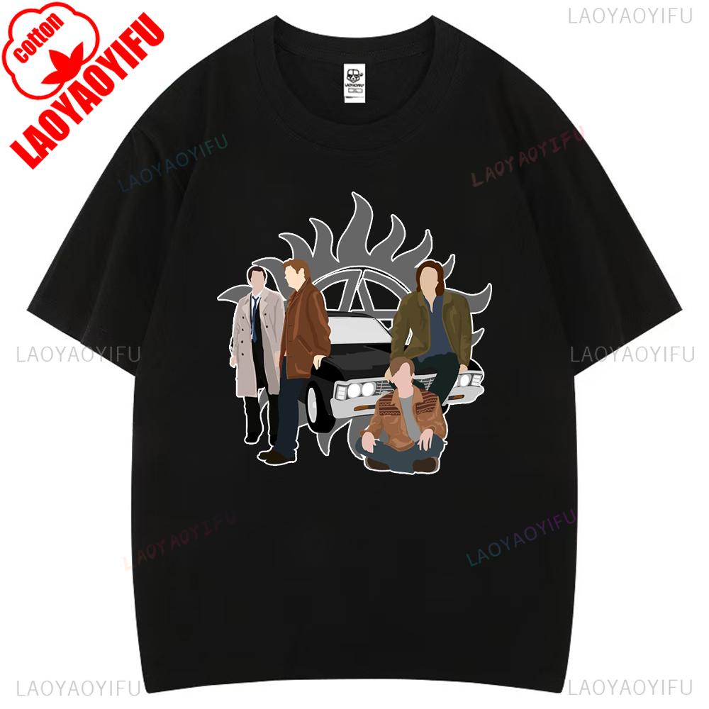 Family Don't End with Blood Supernatural Graphic T Shirts Woman Man Comfortable High Quality Cotton T-shirt Fashion Streetwear