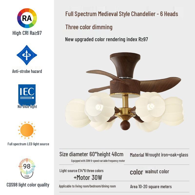 Chinese Retro Cream Ceiling Fan with Light for Study, Bedroom & Restaurant